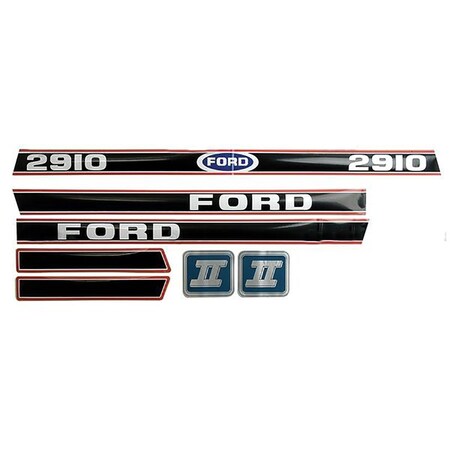 83953029 New Hood Decal Set Fits Ford Tractor 2910 With Black / Red Force II